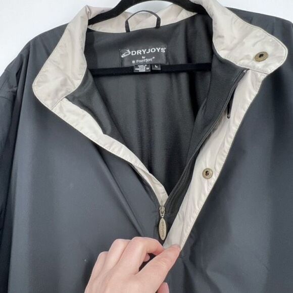 FJ FootJoy DryJoys Mens Black Short Sleeve 1/2 Zip Windbreaker Jacket Size Large - Picture 4 of 12